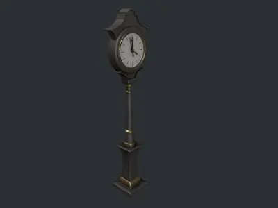Black and Gold Street Clock Low-poly 3D model