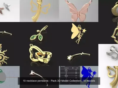 10 necklace pendants - Pack 3D Model Collection