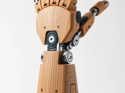 Wooden Robotic Hand model pack with PBR Textures Low-poly 3D model
