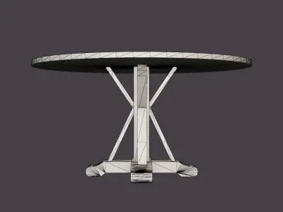 Lyon Dining Table 150 Cm Around Vintage Nature White Low-poly 3D model