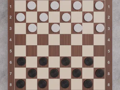 Realistic Checkers Board Free low-poly 3D model