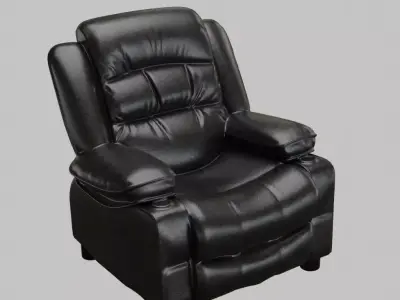 Black Leather Recliner Chair 3D model