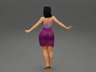 beautiful woman skirt and shirt with open hands 3D print model