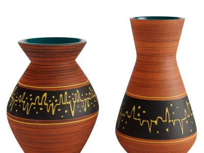 Set of 2 Ceramic Pottery Vase Heinz Siery Carstens Tonnieshof 3D model