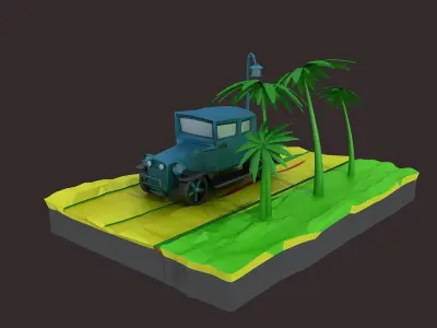 Vintage Classic car   cartoon SUV clunker machine truck  3D model