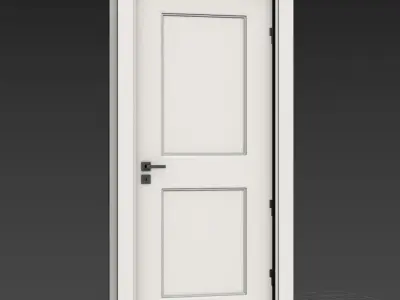 Interior Door 02 Variant 4 White Finish PBR Game Ready Low Poly Low-poly 3D model