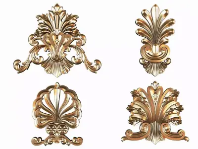 Carved decor ornament pack for cnc 19 3D model
