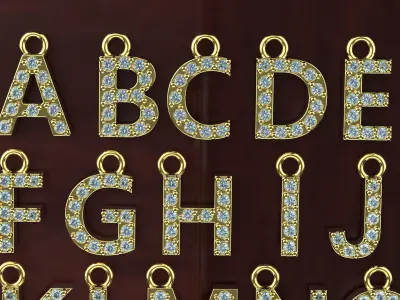 A-Z Diamond Letter Pendant 3D print model
