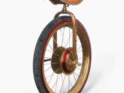 Historical Unicycle Low-poly 3D model
