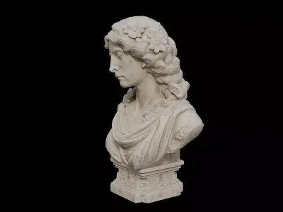 Stunning Bust of Woman with Flowers  classical Greco-Roman art 3D model