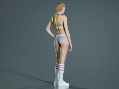Sport Woman Wearing Socks Low-poly 3D model