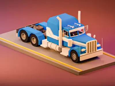 autotruck semi truck on road Free 3D model