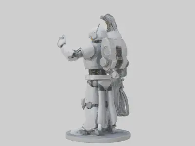Robot Engineer statue model Low-poly 3D model