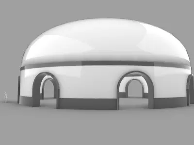 Dome Pavilion with Solid Dome with Top Opening v2 3D model