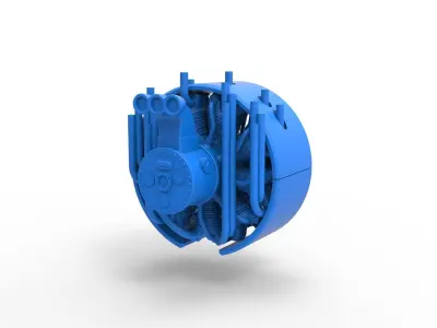 Radial engine for pulling tractor Scale 1 to 25 3D print model