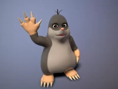 cartoon mole Low-poly 3D model