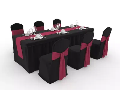 Banquet Table and Chair 123 3D model