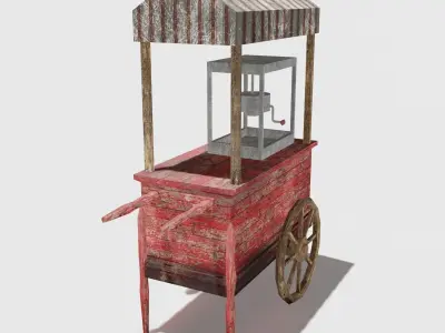 Old Popcorn Cart Low-poly 3D model