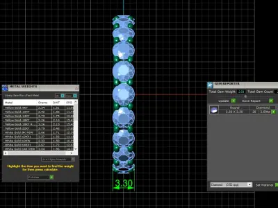 U Shaped Eternity Ring 3 point 3 mm stone size swiss 16 and EU56 3D print model