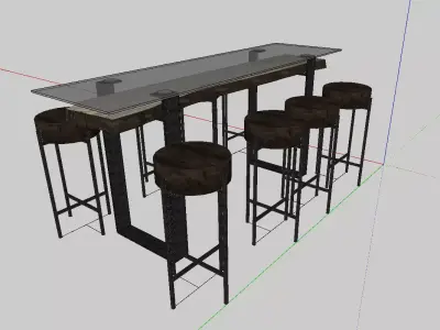 Bar dining table set Free 3D model