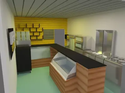 Take away 3d model Interior Low-poly 3D model