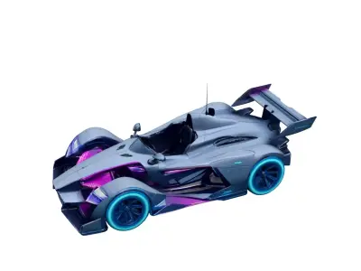 Futuristic Neon Race Prototype High Speed Concept Racing Vehicle 3D model