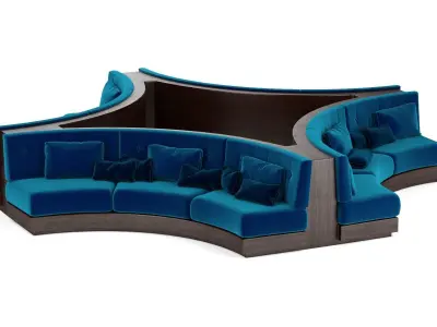 Booth Seating Round Sofa for Luxury Restaurant Lounge Cafe  3D model