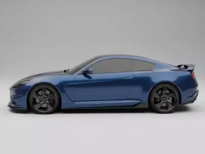 Sleek Blue Sports Car with Racing Stripes 3D model