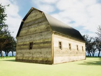 Barn  of wood Low-poly 3D model