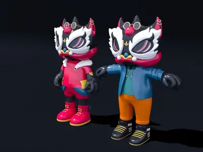 Dancing Lion Low-poly 3D model