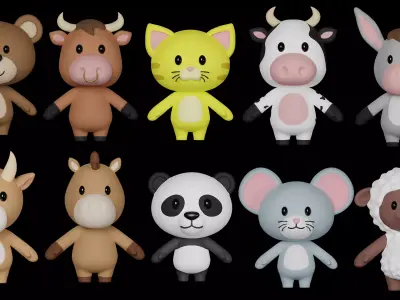 Cartoon 3D Animal Pack Vol 02 Low-poly 3D model Low-poly 3D model