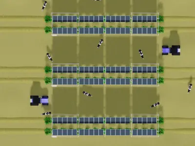 Lowpoly Agricultural Solar Energy Tracker Systems Low-poly 3D model