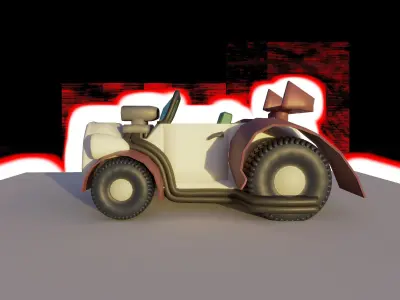 Vintage Cartoonish Low Poly Race Car Low-poly 3D model