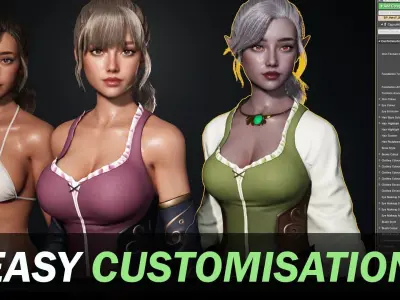 Hero Girl 2 - Customizable Modular Game Ready Low-poly 3D model