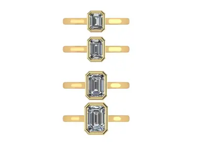 Bezel setting emerald ring set of 4  3D print model