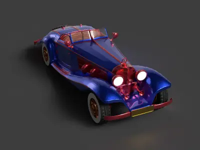 Chinese blue classic car   3D model