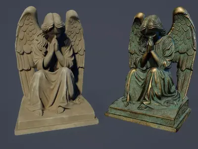 Angel Statue PBR Low-poly 3D model