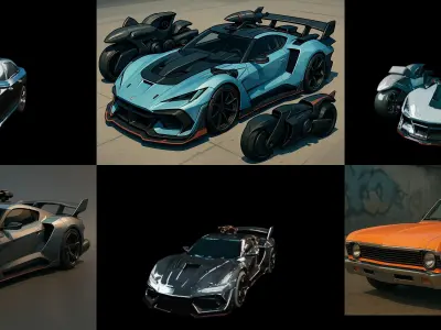 Sport Car bundle 13 pack 100 glb 3D model