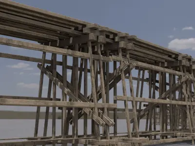 Wooden trestle PBR 4-8K Low-poly 3D model