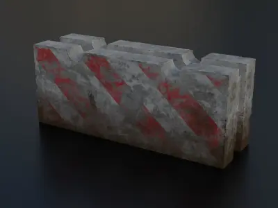 Concrete road block low-poly Low-poly 3D model