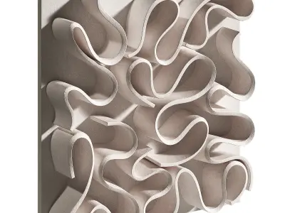 Wall art Abstract folded ceramic relief 3D model