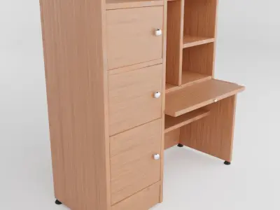 modern wooden study table design Low-poly 3D model