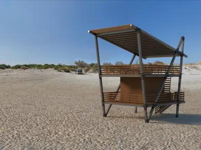Steel and Wood Beach House 3D model