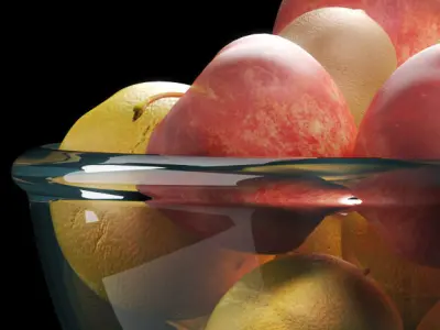 fruits set 2 fruit in glass bowl 3D model