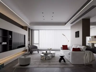 Modern living room  interior scenes  3D model