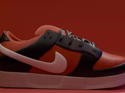 Realistic 3D Sport Sneaker with Black and Red Low-poly 3D model