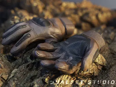 Tactical Gloves 016 v1 Low-poly 3D model