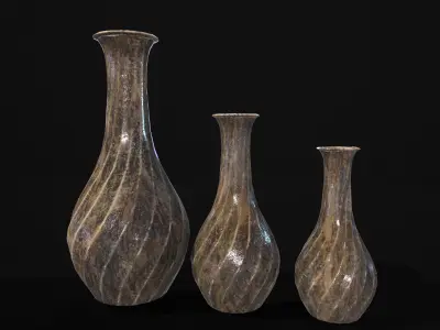 Twisted Marble Elegant Vase Set Low-poly 3D model