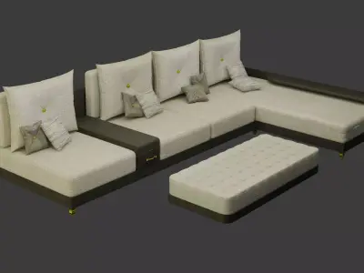 Sofa with Tables 3D model