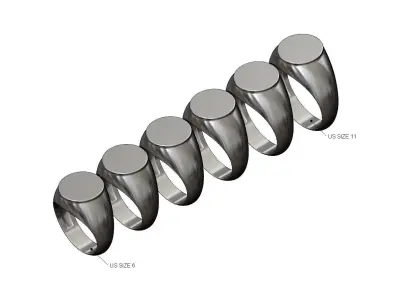 12mm Round flat top blank engravable signet ring miniset 3D print model